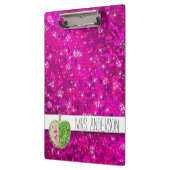 Hot-roze Neon Green Teachers Apple Classroom Naam Klembord (Links)