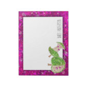 Hot-roze Neon Green Teachers Apple Classroom Naam Notitieblok (Linkerzijde)