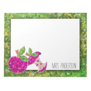 Hot-roze Neon Green Teachers Apple Classroom Naam Notitieblok