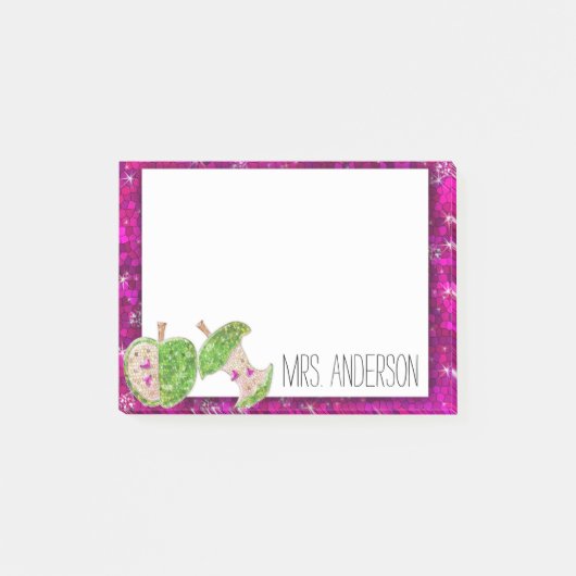 Hot-roze Neon Green Teachers Apple Classroom Notes (Voorkant)