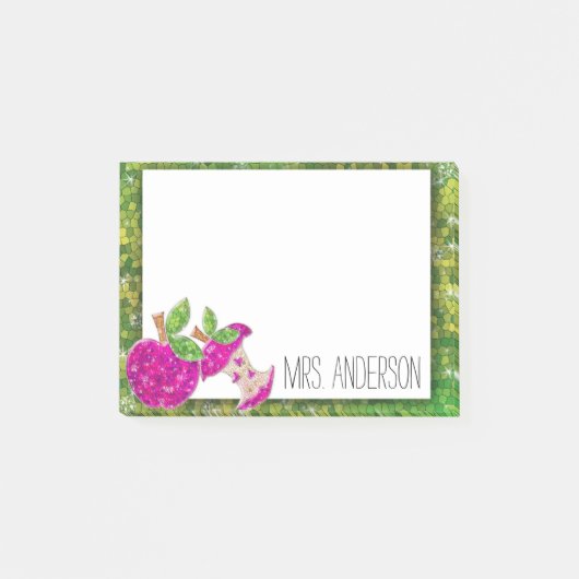 Hot-roze Neon Green Teachers Apple Classroom Notes (Voorkant)