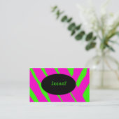 Hot-roze Neon Green Zebra Mode Visitekaartjes (Staand voorkant)