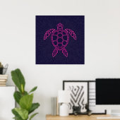 Hot Roze Neon Lava Zee Schildpad Design Poster (Thuiskantoor)