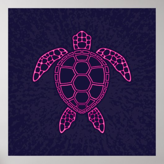 Hot Roze Neon Lava Zee Schildpad Design Poster (Voorkant)