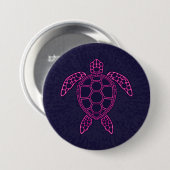 Hot Roze Neon Lava Zee Schildpad Design Ronde Button 7,6 Cm (Voorkant /achterkant)