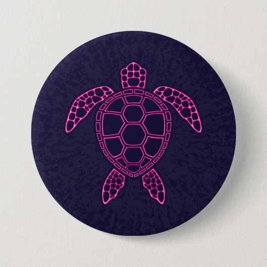 Hot Roze Neon Lava Zee Schildpad Design Ronde Button 7,6 Cm (Voorkant)
