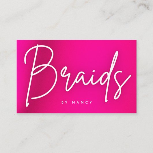 Hot roze neon vlechten Visitekaartje (Voorkant)