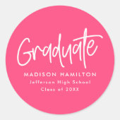 Hot Roze | Netjes Script Afstuderen Ronde Sticker (Voorkant)
