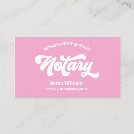 Hot roze notaris lening ondertekenaar kalligrafie visitekaartje (Voorkant)