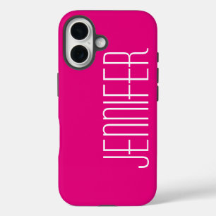 Hot Roze of KIES JE KLEUR, Minimalistisch, Naam iPhone 16 Hoesje