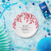 Hot-roze oliage bruiloft papieren bordje (Feest)