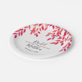 Hot-roze oliage bruiloft papieren bordje (Gekanteld)