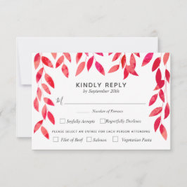 Hot-roze oliage bruiloft RSVP kaartje