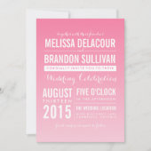 Hot-roze ombre/Gradient Beach Wedding Invitations Kaart (Voorkant)