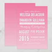 Hot-roze ombre/Gradient Beach Wedding Invitations Kaart (Voorkant / Achterkant)