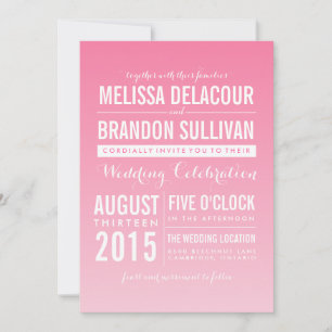 Hot-roze ombre/Gradient Beach Wedding Invitations Kaart