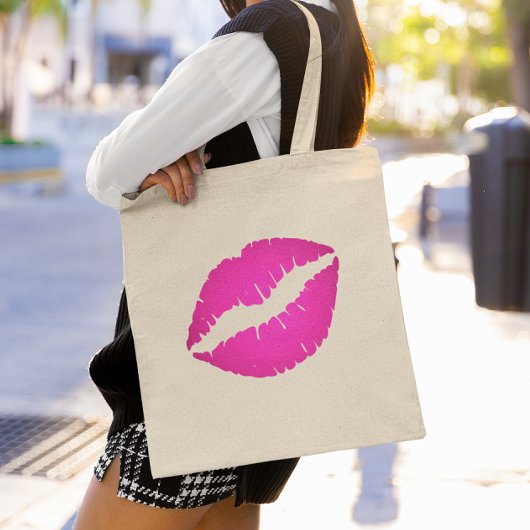 Hot-roze ombre lipstick Kus Afdrukken Tote Bag
