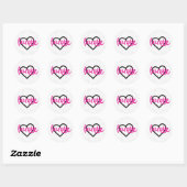 Hot Roze op het witte Lacrosse Heart Ronde Sticker (Vel)