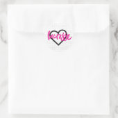Hot Roze op het witte Lacrosse Heart Ronde Sticker (Tas)