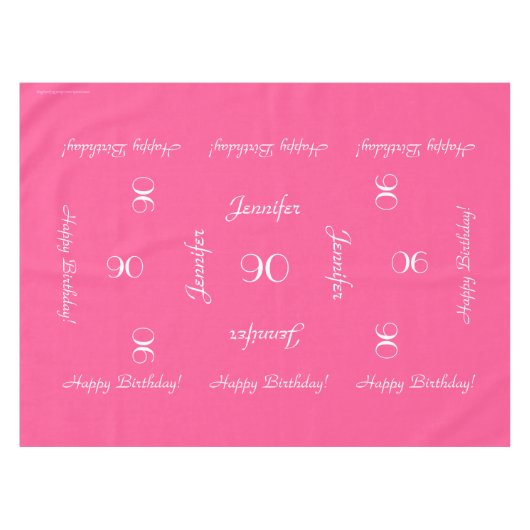 Hot-roze, op maat gesneden 90e Birthday Table Clot Tafelkleed (Voorkant (Horizontaal))