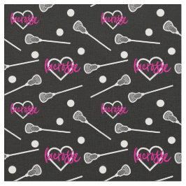 Hot-roze op zwarte Lacrosse-sticks en hartpatroon Stof