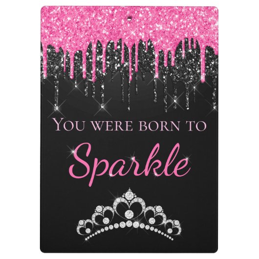 Hot-roze opdruppelaar Faux-glitter op spaarpjes Klembord (Achterkant)