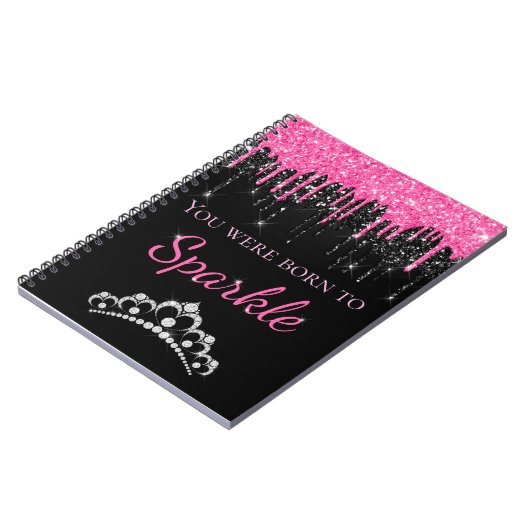 Hot-roze opdruppelaar Faux-glitter op spaarpjes Notitieboek (Linkerzijde)