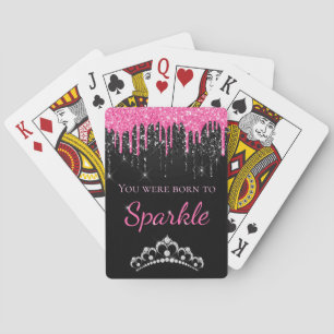 Hot-roze opdruppelaar Faux-glitter op spaarpjes Pokerkaarten