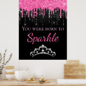 Hot-roze opdruppelaar Faux-glitter op spaarpjes Poster (Keuken)