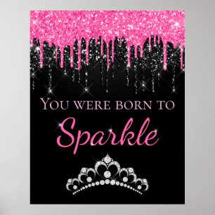 Hot-roze opdruppelaar Faux-glitter op spaarpjes Poster