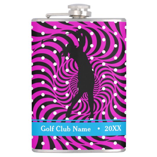 Hot roze Opti-Dot "Birdie Juice" fleskolf Heupfles (Voorkant)