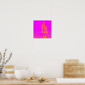 Hot-roze Oranje aangepaste tekst Moderne Cactus Ar Poster (Keuken)