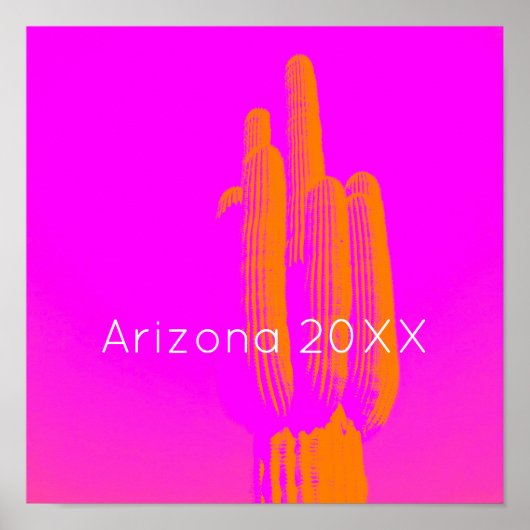 Hot-roze Oranje aangepaste tekst Moderne Cactus Ar Poster (Voorkant)
