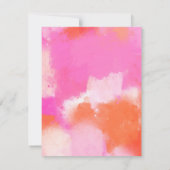 Hot-roze Oranje Abstracte borstelingsuitnodiging Kaart (Achterkant)