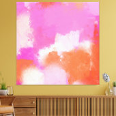 Hot-roze Oranje Abstracte penseelstreken Canvas Afdruk (Insitu (Woonkamer))