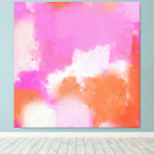 Hot-roze Oranje Abstracte penseelstreken Canvas Afdruk (Insitu (Houten vloer))