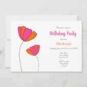 Hot-roze Oranje blokuitnodiging Kaart (Voorkant)