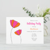 Hot-roze Oranje blokuitnodiging Kaart (Staand voorkant)