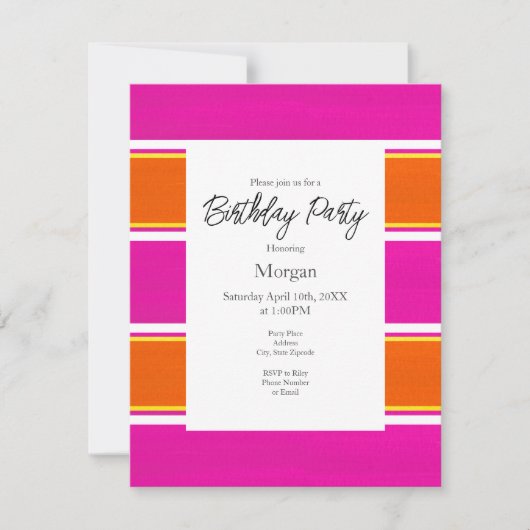 Hot-roze Oranje Cabana Stripes Kaart (Voorkant)