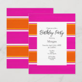 Hot-roze Oranje Cabana Stripes Kaart (Voorkant / Achterkant)