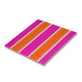 Hot-roze Oranje Cabana Stripes Tegeltje (Zijkant)