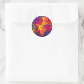 Hot-roze Oranje en blauw ontwerp Ronde Sticker (Tas)