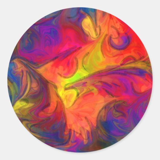 Hot-roze Oranje en blauw ontwerp Ronde Sticker (Voorkant)