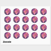 Hot-roze Oranje en blauw ontwerp Ronde Sticker (Vel)