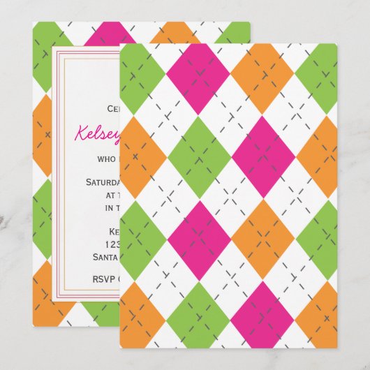 Hot-roze, Oranje en Limoen-stijl Kaart (Voorkant / Achterkant)