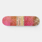 Hot-roze Oranje glitterige diamantband Persoonlijk Skateboard (Horizontaal)