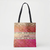 Hot-roze Oranje Glittery Diamond Bling Canvas tas (Voorkant)