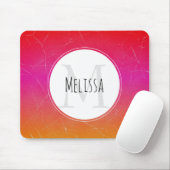 Hot-roze Oranje gradiënt Abstract monogram Muismat (Met muis)