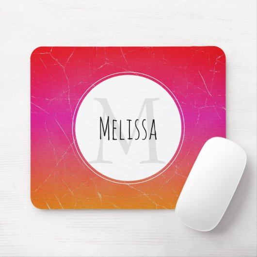 Hot-roze Oranje gradiënt Abstract monogram Muismat (Met muis)