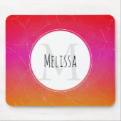 Hot-roze Oranje gradiënt Abstract monogram Muismat (Voorkant)